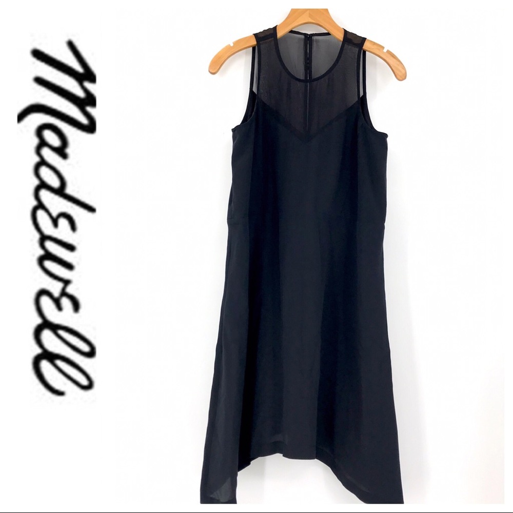 💕SALE💕 NWT Madewell Black Silk Parkwell Dress - Picture 6 of 11